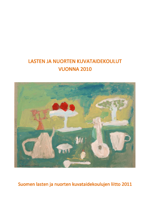 Lasten ja nuorten kuvataidekoulut vuonna 2010 -julkaisun kansi.