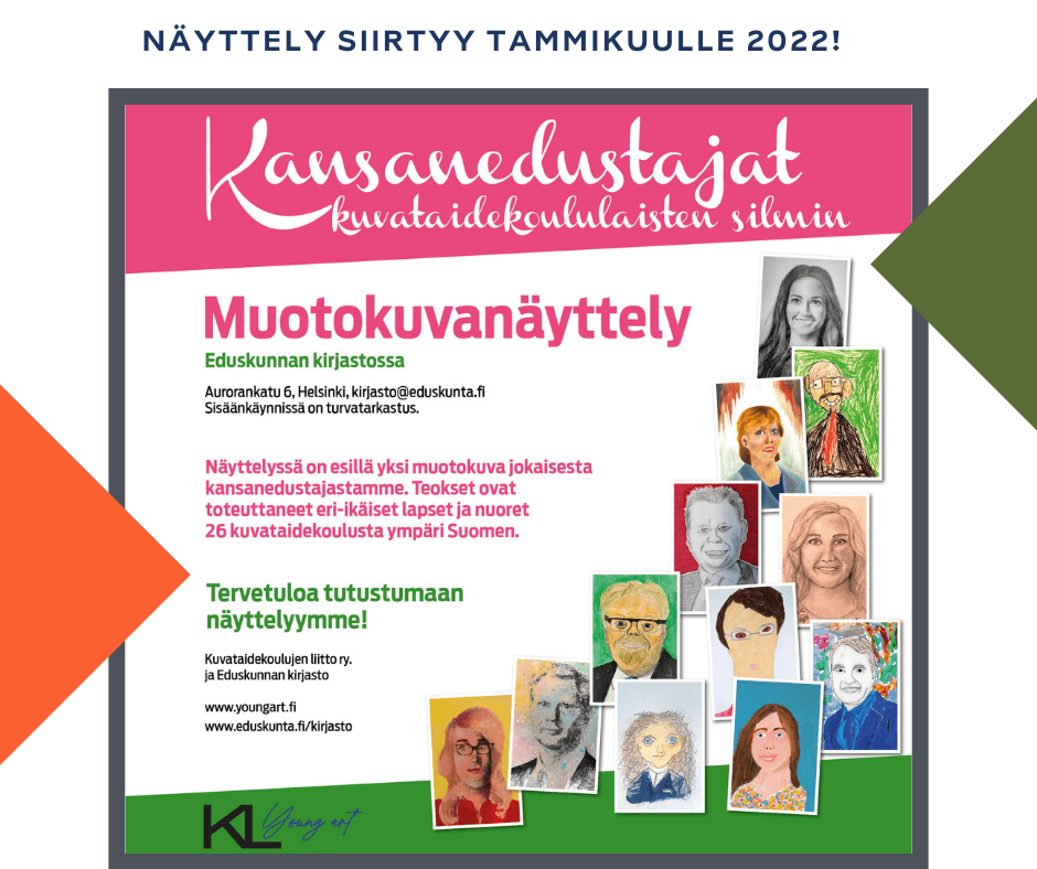 Kansanedustajat kuvataidekoululaisten silmin -näyttely siirtyy alkuvuoteen  2022 – Youngart