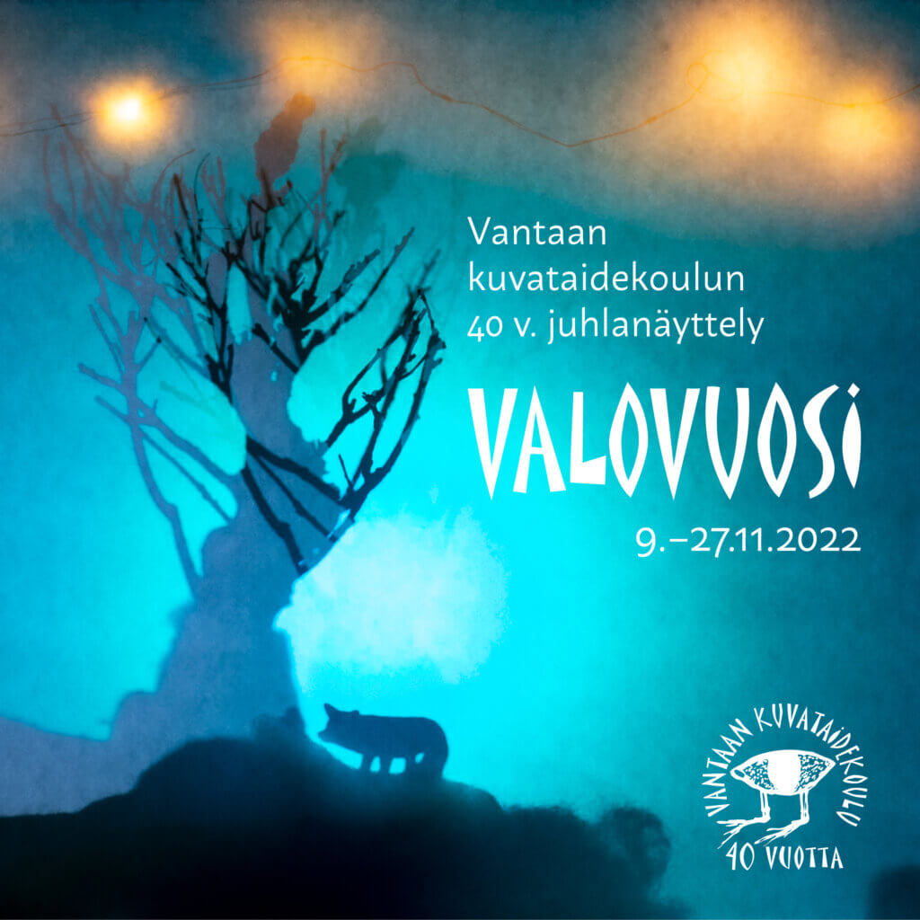 Vantaan kuvataidekoulun Valovuosi-näyttelyn juliste.