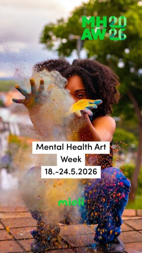 Mieli ry:n Mental Health Art -viikon 18.-24.5.2026 mainoskuva.