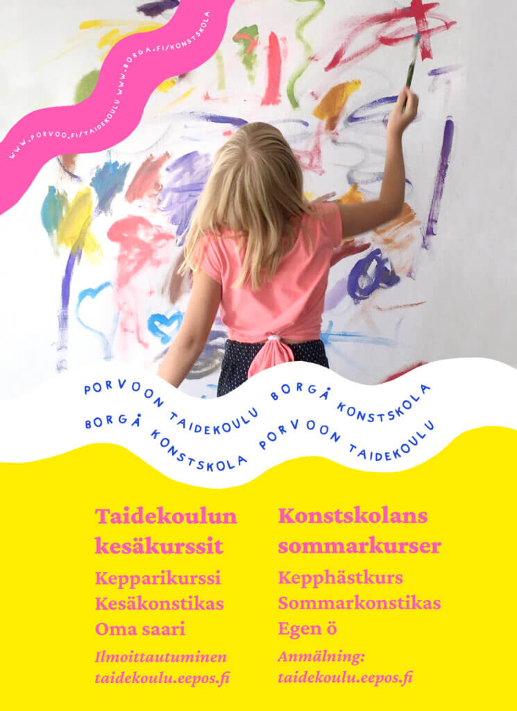 Porvoon taidekoulun kesäkurssien 2026 mainos.